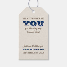 Étiquettes-cadeau Marine Blue & Silver Bar Mitzvah Merci