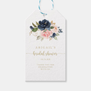 Étiquettes-cadeau Marine Blush Floral Gold Fête des mariées