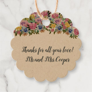 Étiquettes Cadeau Marine Floral Bohème Chic Mariage Merci