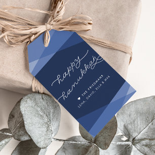 Étiquettes-cadeau Marine Geo Script Hanoukka
