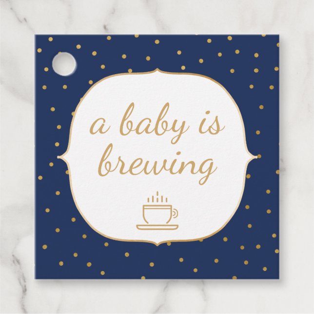 Étiquettes Cadeau Marine Gold Confetti Un bébé brasse merci (Devant)