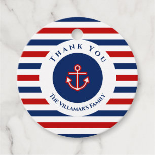 Étiquettes Cadeau Marine marine Bleu Rouge Bleu Blancs