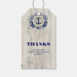 Étiquettes-cadeau Marine Nautique Rustic Beach Mariage