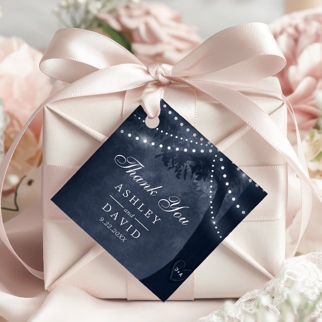 Étiquettes Cadeau Marine Rustic Tree Lumières Carved Initiales Maria (Créateur téléchargé)