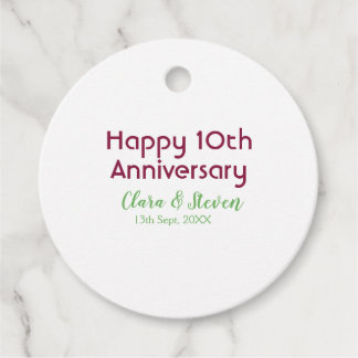 Étiquettes Cadeau MARON GREEN PASTEL happy 10th anniversary wedding