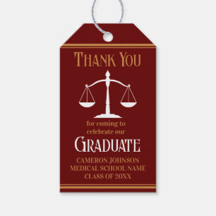 Étiquettes-cadeau Maroon Gold Law School Graduation Party