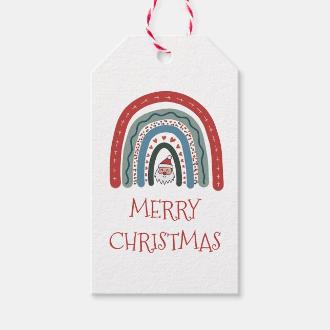 Étiquettes-cadeau Marque cadeau de Noël Rainbow Père Noël (Devant)