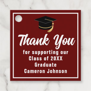 Étiquettes Cadeau Marron Blanc Diplômé Personnalisé Fête de Remise d