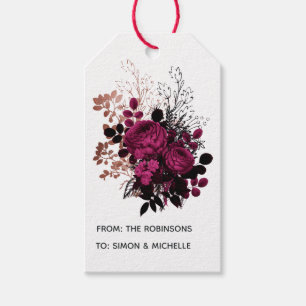 Étiquettes-cadeau Marsala et floral Rose Gold