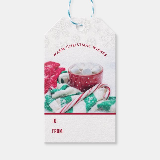 Étiquettes-cadeau Marshmallows au cacao chaud & Noël Sucre de canne (Devant)