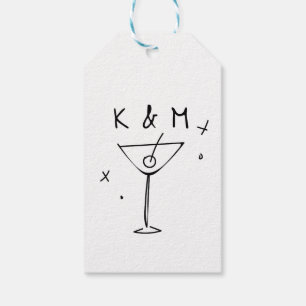 Étiquettes-cadeau Martini Whimsical Rétro Main Tirée Initiales Perso