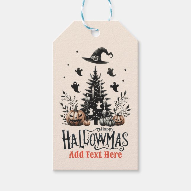 Étiquettes-cadeau Mashup de Noël d'Halloween (Devant)
