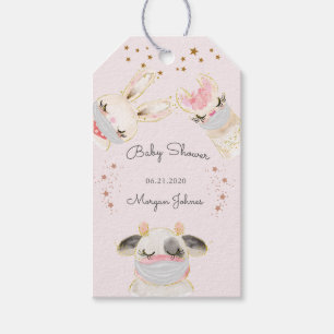 Étiquettes-cadeau Masque de visage animal mignon baby shower monogra