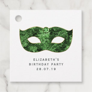 Étiquettes Cadeau Masque vert vintage et Damas