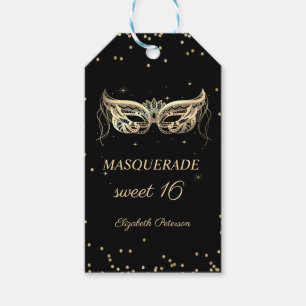 Étiquettes-cadeau Masquerade Or Diamants Sweet 16