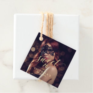 Étiquettes Cadeau Masquerade Photo Sweet 16 Anniversaire
