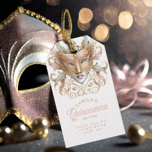 Étiquettes-cadeau Masquerade Quinceanera Rose Gold ID1031