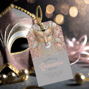 Étiquettes-cadeau Masquerade Quinceanera Rose Gold V2 ID1031