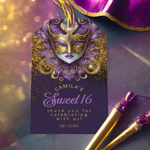 Étiquettes-cadeau Masquerade Sweet 16 Violet Or ID1032
