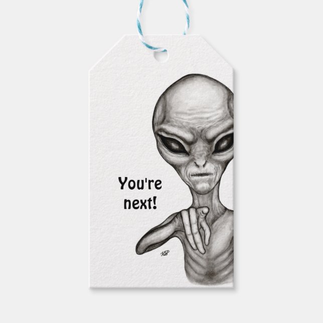 Étiquettes-cadeau Mauvais Alien, Tu es le prochain ! Étiquettes-cade (Devant)