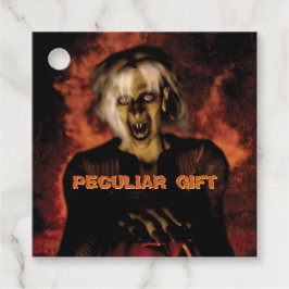 Étiquettes Cadeau Mauvaise sorcière avec citrouille. Halloween