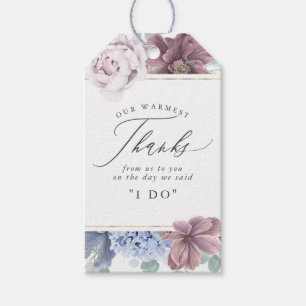 Étiquettes-cadeau Mauve Dusty Blue Flowers Élégant Merci