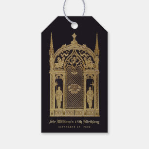 Étiquettes-cadeau Médiéval Thème Anniversaire Noir Gold Gothique Che