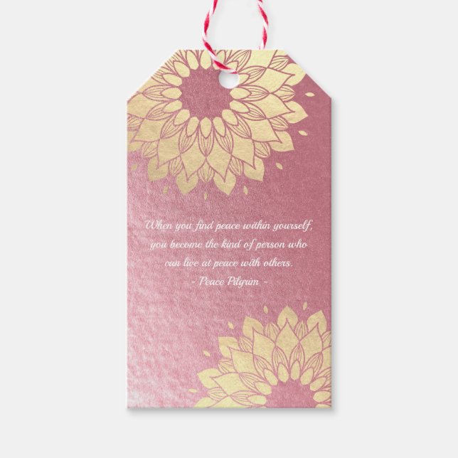 Étiquettes-cadeau Méditation Yoga Instructeur Rose Gold Mandala Cita (Devant)