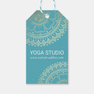 Étiquettes-cadeau Méditation Yoga Instructeur Vert Bleu Or Mandala