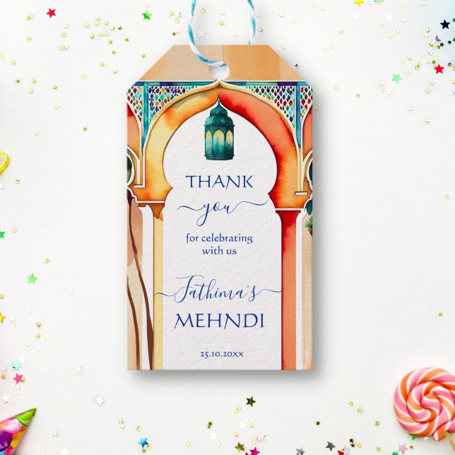 Étiquettes-cadeau Mehndi Maroc Arc de style arabe merci pour (Mehndi favor gifts thank you gift tags Moroccan Arabian style arch favor gift tags)