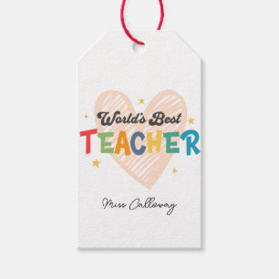 Étiquettes-cadeau Meilleur enseignant du monde personnalisé