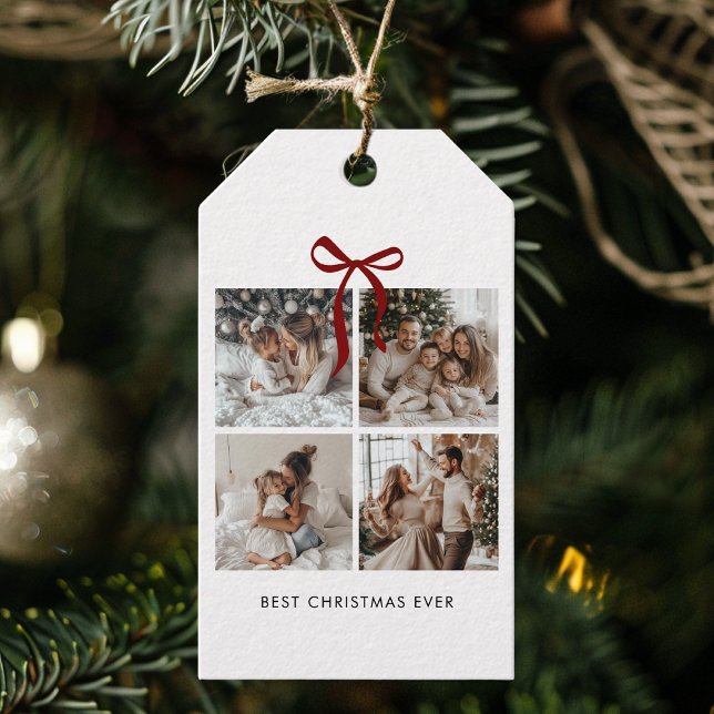 Étiquettes-cadeau Meilleur Noël Jamais Famille Photo Collage GifT (Créateur téléchargé)