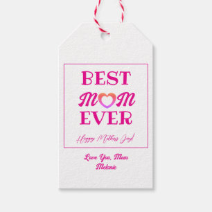 Étiquettes-cadeau Meilleure maman Jamais mignonne coeur rose Fête de