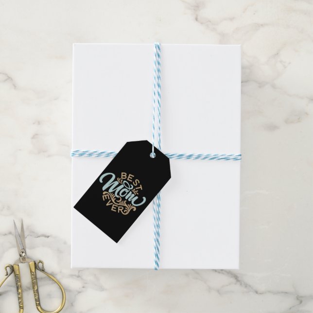 Étiquettes-cadeau Meilleure maman jamais Word Art (Avec de laficelle)