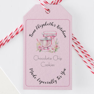 Étiquettes-cadeau Mélangeuse Fleurie Rose de Friandises Maison Cuite