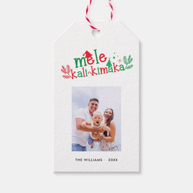 Étiquettes-cadeau Mele Kalikimaka Photo Noël (Devant)