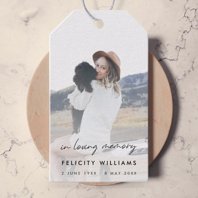 Étiquettes-cadeau Memorial Keeps | Faveur funéraire de script inform (Créateur téléchargé)