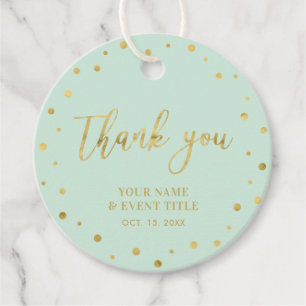 Étiquettes Cadeau Menthe & Or   Remerciement de faveur d'anniversair