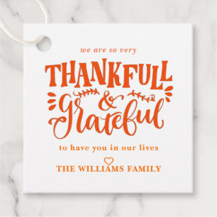 Étiquettes Cadeau Mention aimable Grateful Thanksgiving Treat