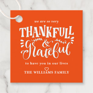 Étiquettes Cadeau Mention aimable Grateful Thanksgiving Treat