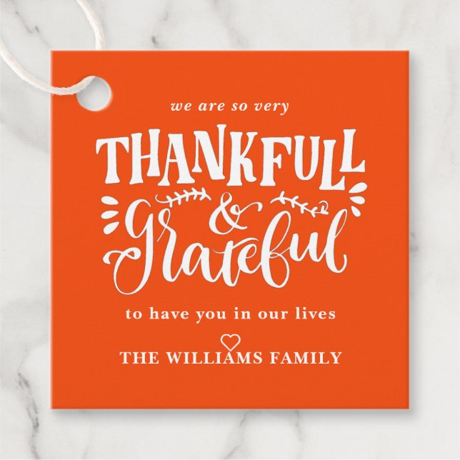Étiquettes Cadeau Mention aimable Grateful Thanksgiving Treat (Devant)
