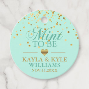 Étiquettes Cadeau Mention personnalisée pour être Mint Gold Confetti