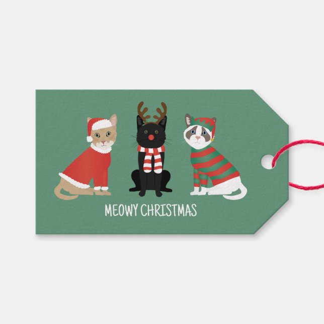 Étiquettes-cadeau Meowy Christmas Cats (Devant (Horizontal))