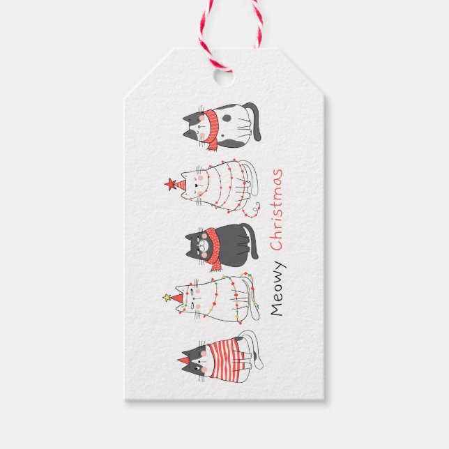 Étiquettes-cadeau Meowy Christmas Cats (Devant)