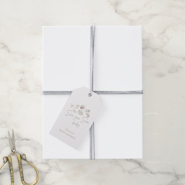 Étiquettes-cadeau Mer bientôt baby shower (Avec de la ficelle)