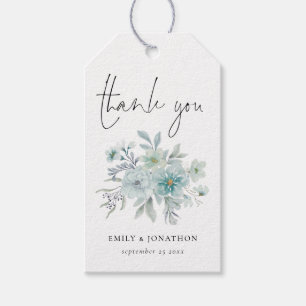 Étiquettes-cadeau Mer Bleue turquoise Mist Merci Floral