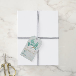 Étiquettes-cadeau MER côtière et salutations Parties scintillant tur