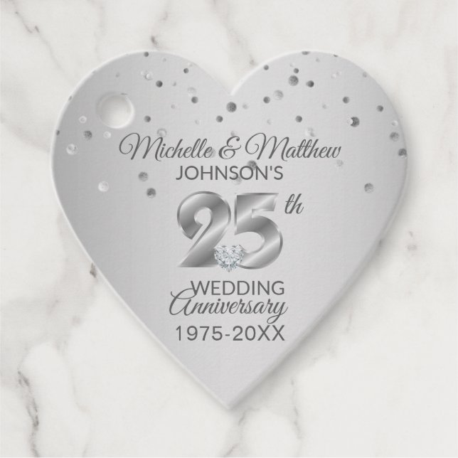 Étiquettes Cadeau Merci 25e année Anniversaire du Mariage d'argent (Devant)