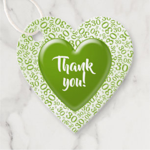 Étiquettes Cadeau Merci 30e nombre aléatoire Motif vert 30