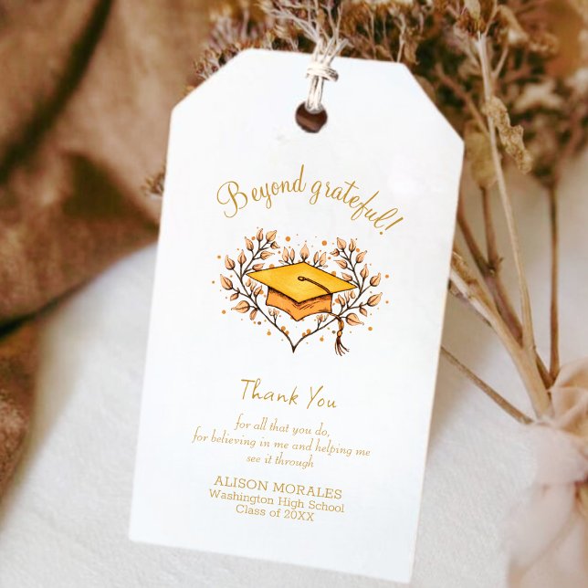 Étiquettes-cadeau Merci à capuchon doré dessiné à la main (Créateur téléchargé)